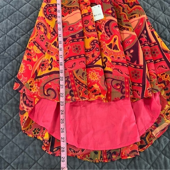 Free People Floral Paisley Top Sleeveless Large Pink Flowy Lined Boxy P - Picture 8 of 9